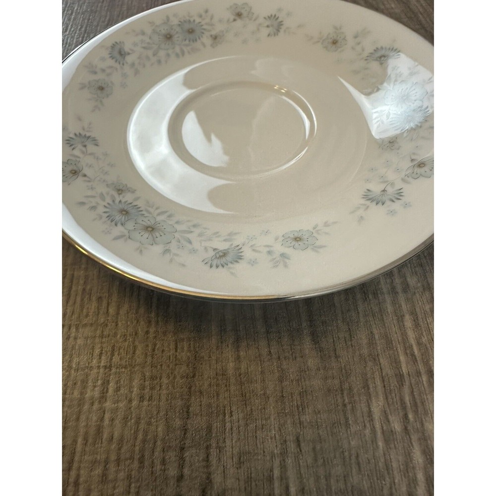 Noritake Porcelain China 6716 INVERNESS Platinum Vintage Japan Blue White Saucer